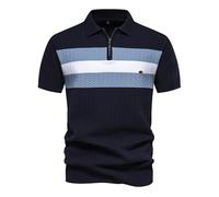 Polo básico liso para hombre, 2026, a la moda, color sólido, con solapa, bordado, ligero, transpirable, manga corta, blusa Henley para hombre, camiseta de golf 2026, azul marino, M