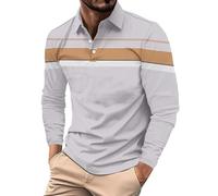 Polo casual para hombre, camiseta lisa a la moda, suelta, con solapa, tops Henley para trabajo, negocios, vacaciones, caminatas al aire libre, gris, L