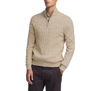 Polo Club Jersey de hombre de punto trenzado en mezcla de lana con media cremallera y bordado Rigby Go. Beige 56/3XL