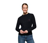 Polo Club Jersey para Mujer Estilo Trenzado con Cuello Redondo y Bordado 100% Algodón - Azul Marino Sweater -