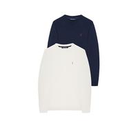 Polo Club Pack 2 Jerseis 100% Algodón Azul Marino y Beige con Cuello Redondo para Hombre - Jersei con Logo Bordado