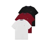 Polo Club Pack de 3 Camisetas Básicas Blanco, Burdeos y Negro - Manga Corta - Logo Bordado - Camiseta de Hombre