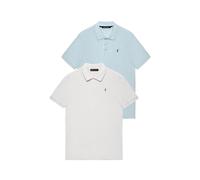 Polo Club Pack de Dos Polos de Manga Corta Azul Claro y Blanco con Logo Bordado de Hombre - 100% algodón