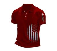 Polo cristiano para hombre adulto, camiseta de manga corta con diseño de cruces, bandera nacional, camisetas de golf, estilo casual, moda para hombre, ropa de primavera y verano, D-rojo, L