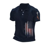 Polo cristiano para hombre adulto, camiseta de manga corta para hombre, camisetas de verano con cruz y bandera nacional, camiseta de golf, informal, para hombre, ropa de primavera, D-azul marino, 3XL