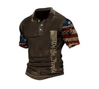 Polo cristiano para hombre adulto, camiseta de manga corta para hombre, camisetas de verano con cruz y bandera nacional, camiseta de golf, informal, para hombre, ropa de primavera, A-marrón, S
