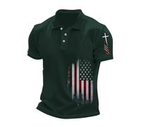 Polo cristiano para hombre adulto, camiseta de manga corta para hombre, camisetas de verano con cruz y bandera nacional, camiseta de golf, informal, para hombre, ropa de primavera, D-verde, M