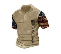 Polo cristiano para hombre adulto, camiseta de manga corta para hombre, camisetas de verano con cruz y bandera nacional, camiseta de golf, informal, para hombre, ropa de primavera, A-caqui, M