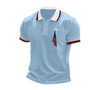 Polo cristiano para hombre adulto, camiseta de manga corta para hombre, camisetas de verano con cruz y bandera nacional, camiseta de golf, informal, para hombre, ropa de primavera, B-azul claro, 3XL