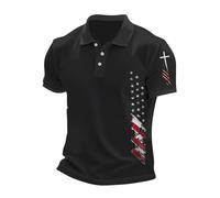 Polo cristiano para hombre adulto, camiseta de manga corta para hombre, camisetas de verano con cruz y bandera nacional, camiseta de golf, informal, para hombre, ropa de primavera, E-negro, XL