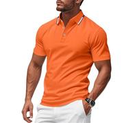 Polo Cuello Mao Hombre Manga Corta de Verano Lisas Deportivo Ropa 3XL Talla Grande Mis Pedidos Trabajo Manga Corta Golf Azafrán Camiseta Cuello Mao Polos Hombre Azafrán 3XL