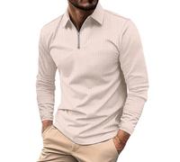 Polo de ajuste regular para hombre, camiseta lisa de moda, holgada, con solapa, camiseta Henley para hombre, para trabajo, negocios, vacaciones, caminar al aire libre, caqui, XL