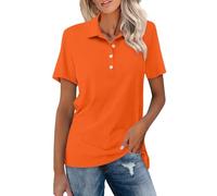 Polo de algodón de manga corta con botones para mujer, camisas de verano con cuello en V, camisetas de manga corta para mujer, camisetas polo de cuello en V para mujer, camisetas polo de golf con