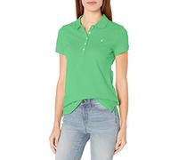 Polo de algodón de Manga Corta de Nautica con 5 Botones para Mujer., Verde Hoja, M