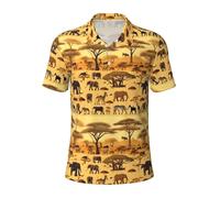 Polo de animales africanos de pastizales, transpirable y cómodo, adecuado para ocasiones informales de negocios de hombres., Negro, 3XL