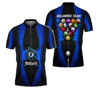 Polo de Billar de Billar para Hombre Camiseta Impresa en 3D No.8 Gráfico de Bola Negra Manga Corta Camiseta de Polo de Jugador de Billar Uniforme Ropa de Entrenamiento