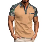 Polo de camuflaje para hombre con bolsillo en el pecho, camiseta de manga corta para exteriores, diseño de bloque de colores, cómoda y transpirable, camiseta ligera de ocio para el día a día