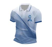 Polo de concienciación sobre el cáncer de próstata para hombre, diseño de lazo azul, Camisas de cáncer azul claro para hombre, S