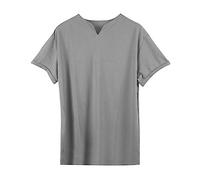 Polo de fitness para hombre, cuello de pico, camiseta deportiva de bolsillo elástico en el pecho, camiseta de manga corta monocolor, en tallas grandes, cómoda parte superior básica de corte regular