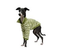 Polo de Galgo Italiano, Primavera/otoño/Invierno, Verde y Blanco a Rayas, Ropa for Whippet, Pijama de Manga Larga for Terrier Bedlington de Dos Patas(7 UK)