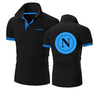 Polo De Golf para Hombre Camiseta para SSC Napoli Camisetas De Rugby De Manga Corta con Solapa Estampada Camisetas Polo Casuales Camisetas Deportivas-Black||5XL