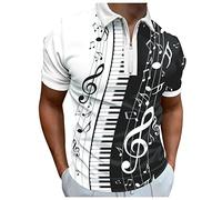 Polo de hombre genérico manga corta casual color de contraste camiseta Polo Camisetas hombre corte ajustado impreso flores fantasía camisetas camisa de trabajo uniforme, Negro , 3XL