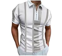 Polo de manga corta con cremallera de 1/4 para hombre, cuello elástico, ajuste regular, color de contraste, camiseta de golf fresca para verano, elástica, transpirable, de secado rápido, absorbe la