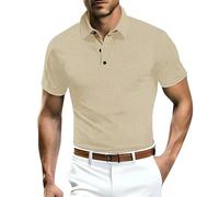 Polo de manga corta de seda de hielo para hombre, polo de golf, transpirable, liso, simple, formal, para negocios, para trabajo, casual, para cualquier ocasión