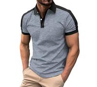 Polo de manga corta para hombre, ajuste regular y delgado, cuello de solapa con botones, camisa de golf casual de negocios de secado rápido, camisetas transpirables con botones para hombre, gris, S
