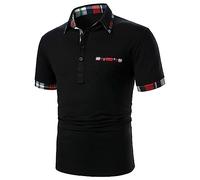 Polo de manga corta para hombre, camiseta vintage con bolsillo en el pecho, camiseta a cuadros, talla grande, camiseta funcional cómoda, camiseta de verano con cuello, transpirable, camiseta deportiva