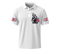 Polo de manga corta para hombre con bandera británica, cómoda camiseta transpirable para veteranos, patriotas, diseño informal para el tiempo libre y el día a día, Blanco, 3XL