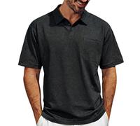 Polo de manga corta para hombre con bolsillo en el pecho, camiseta polo con botón hacia abajo, camiseta de golf, ligera, transpirable, informal, de verano, ajustada, camiseta de ocio, monocolor