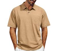 Polo de manga corta para hombre con bolsillo en el pecho, camiseta polo con botón hacia abajo, camiseta de golf, ligera, transpirable, informal, de verano, ajustada, camiseta de ocio, monocolor