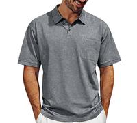 Polo de manga corta para hombre con bolsillo en el pecho, camiseta polo con botón hacia abajo, camiseta de golf, ligera, transpirable, informal, de verano, ajustada, camiseta de ocio, monocolor