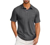 Polo de manga corta para hombre con bolsillo en el pecho, polo de golf informal, corte regular, camiseta informal para hombre, camiseta de golf, camiseta de secado rápido, gris oscuro, 4XL