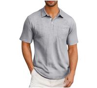 Polo de manga corta para hombre con bolsillo en el pecho, polo de golf informal, corte regular, camiseta informal para hombre, camiseta de golf, camiseta de secado rápido, gris, 4XL