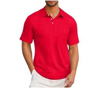 Polo de manga corta para hombre con bolsillo en el pecho, polo de golf informal, corte regular, camiseta informal para hombre, camiseta de golf, camiseta de secado rápido, rojo, 4XL