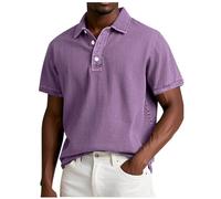Polo de manga corta para hombre con botones, tallas grandes, para tiempo libre, verano, monocolor, camiseta de tenis de corte ancho, camiseta de tenis para exteriores, morado, 5XL