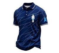Polo de manga corta para hombre con lazo para el mes de concienciación sobre el cáncer de próstata, Camisas de cáncer azul oscuro para hombre, XXL