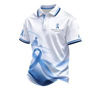 Polo de manga corta para hombre con lazo para el mes de concienciación sobre el cáncer de próstata, Camisas de cáncer azul claro para hombre, XL