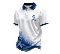 Polo de manga corta para hombre con lazo para el mes de concienciación sobre el cáncer de próstata, Camisas de cáncer azul cielo para hombre, XXL
