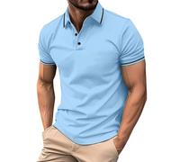 Polo de manga corta para hombre, de ajuste regular, con botones, cuello acanalado, para golf, a la moda, informal, para tenis, verano, talla grande, azul, XXL
