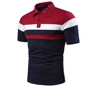 Polo de manga corta para hombre, de verano, casual, a rayas, de colores contrastantes, camisas ligeras con cuello abatible, elástico, cómodo, para golf, deportivo
