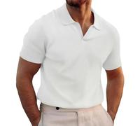 Polo de manga corta para hombre, deporte, golf, camiseta ajustada, camiseta de verano, sin botones, polo deportivo, cuello en V, camiseta funcional para hombre con cuello, Blanco, M