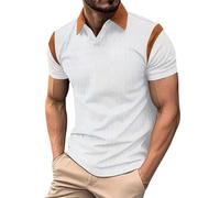 Polo de manga corta para hombre, ligero, transpirable, camiseta de golf para hombre, camiseta informal de verano, camiseta básica de corte ajustado, camisa de manga corta roja a cuadros, E-blanco, XL