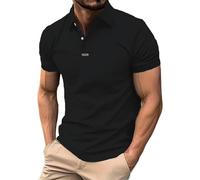 Polo de manga corta para hombre, ligero, transpirable, camiseta de golf para hombre, camiseta informal de verano, camiseta básica de corte ajustado, camisa de manga corta roja a cuadros, D-negro., L
