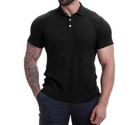 Polo de manga corta para hombre, monocolor, moderno, elástico, de punto, de superficie, estructura deportiva, ligera y suave, cómoda camisa de negocios, para el tiempo libre, para deporte informal
