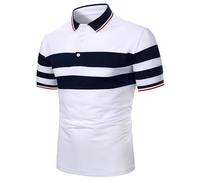 Polo de manga corta para hombre, talla grande, ligera, transpirable, polo básico, para negocios, tiempo libre, manga corta, para golf, tenis, corte regular, para exteriores, L, Blanco, L