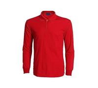 Polo de manga larga con botones para hombre, ajuste regular, para primavera y otoño, casual, color liso, para trabajo, negocios, vacaciones, caminatas al aire libre, rosso, L