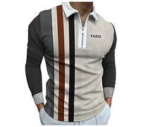 Polo de manga larga con cierre de un cuarto para hombre, ajuste delgado, para entrenamiento, golf, casual, ligero, suave, cómodo, deportivo, F# Marrón, L